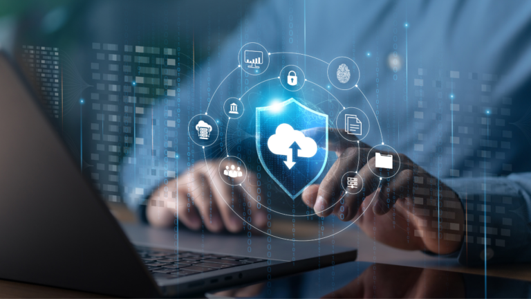 Illustration d’un service d’hébergement et de sauvegarde informatique avec protection des données dans un environnement cloud sécurisé.