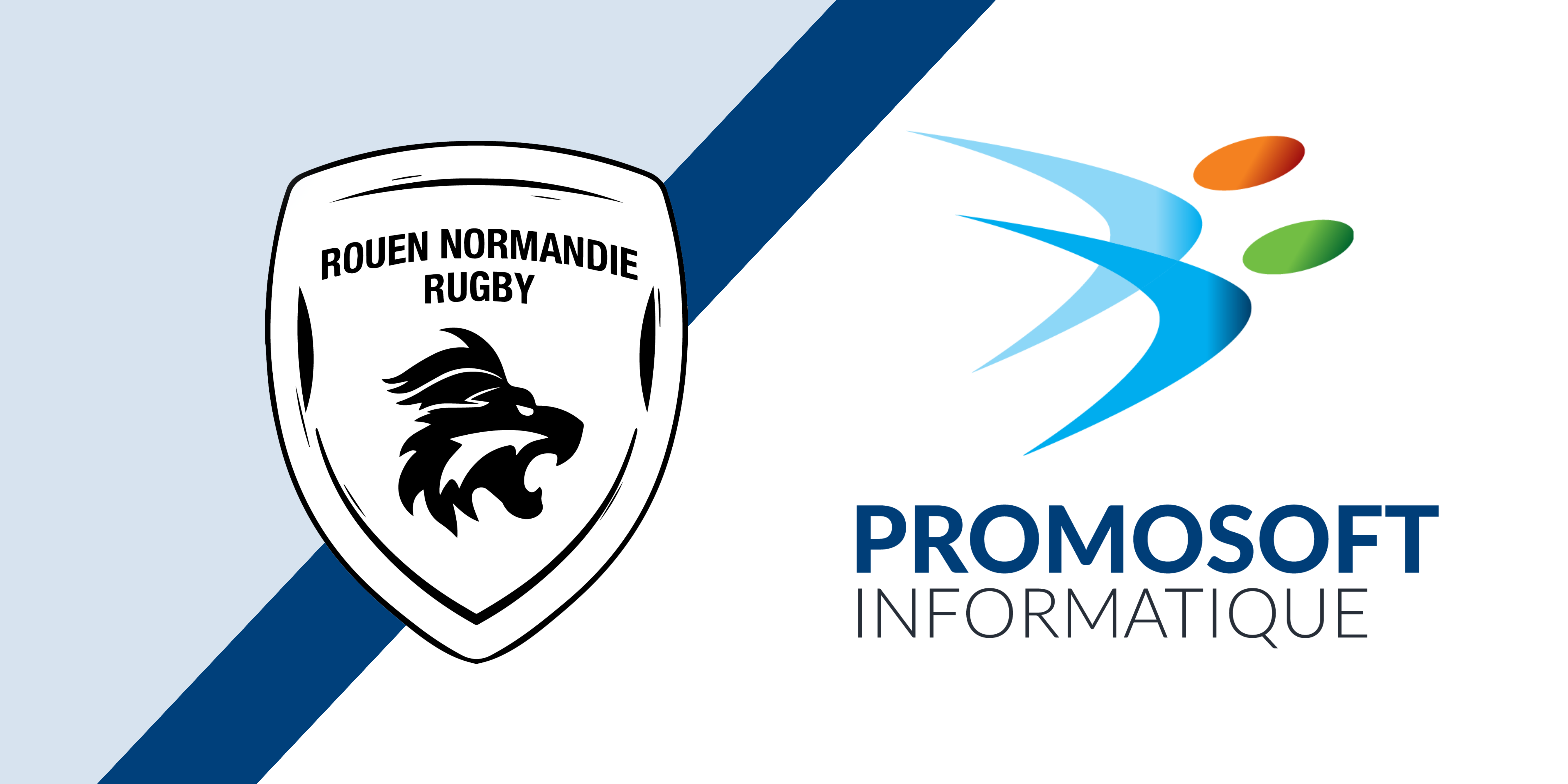 Logo Rouen Normandie Rugby et Promosoft Informatique